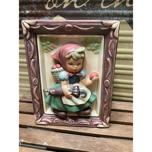 Sanmyro Japan Vntage Porcelain Decorative Planter Apple Girl With Umbrella - Picture 1 of 11